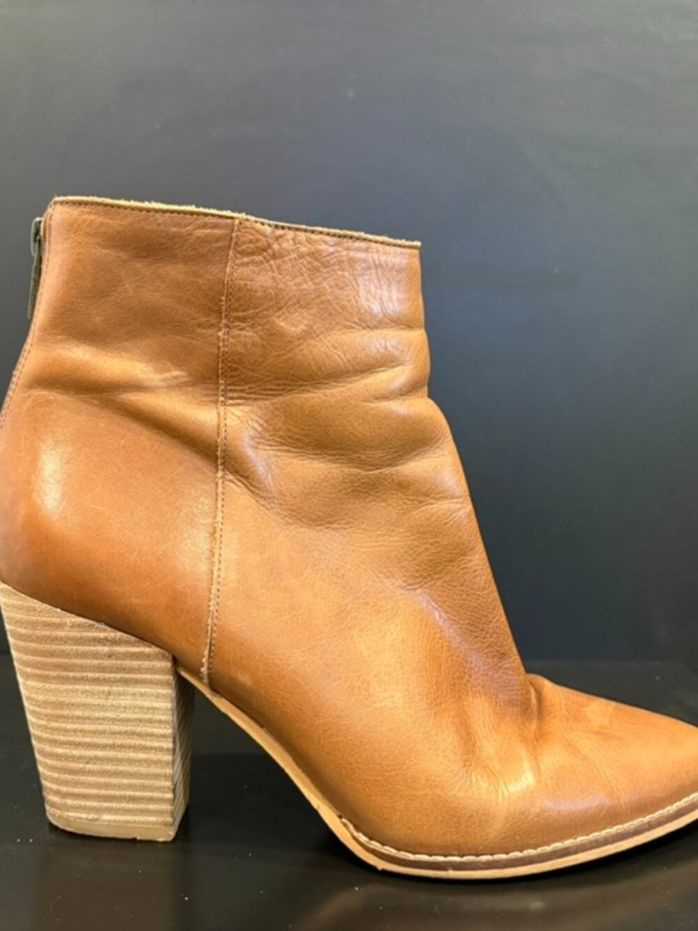 Lucky Brand Adalan Women's Size 11 M Leather Ankle Boots Brown Pointed Toe Heel